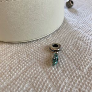 Pandora seahorse. Silver charm with blue-green seahorse